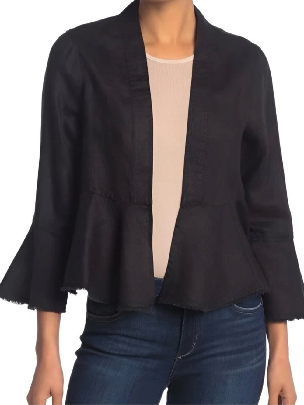 Tommy Bahama Two Palms Linen Open Jacket Black S petite NWT